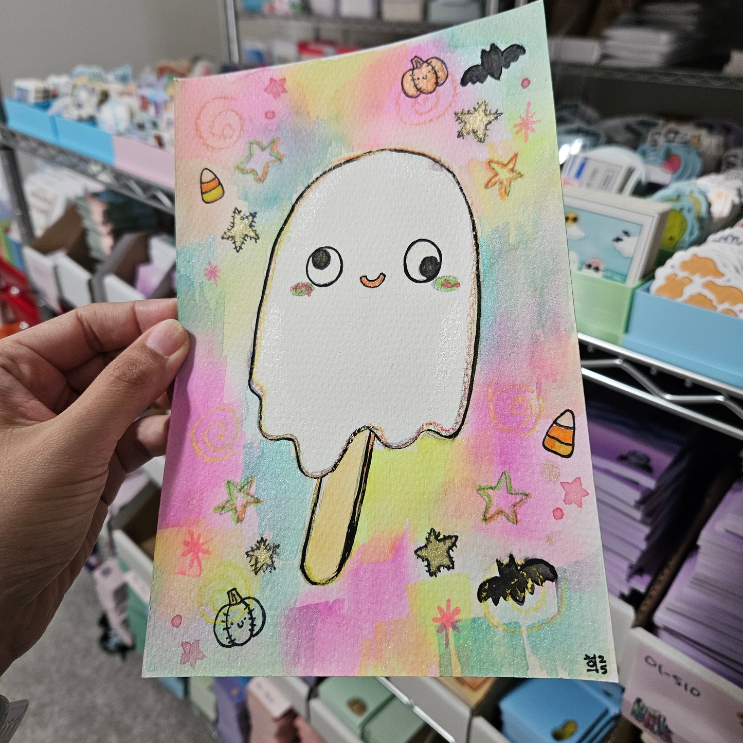 Spooky Ghosticle Watercolor Original Art