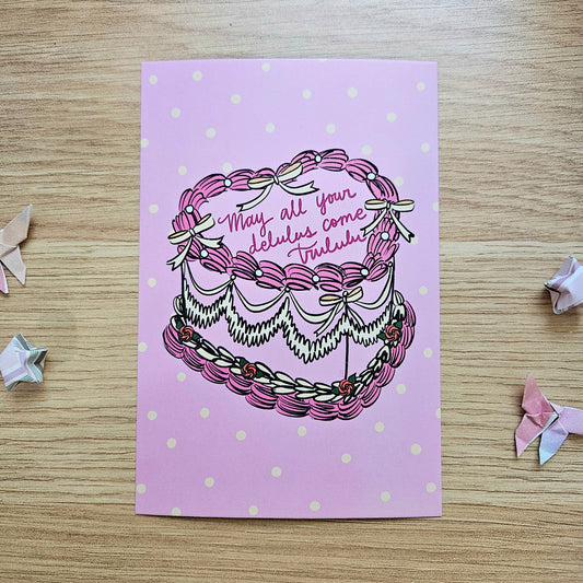 May All Your Delulus Come Trululu Post Card Art Print(4x6")