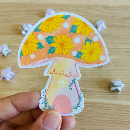 Sunflower Gnome House Vinyl Sticker