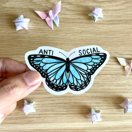 Anti Social Butterfly Vinyl Sticker