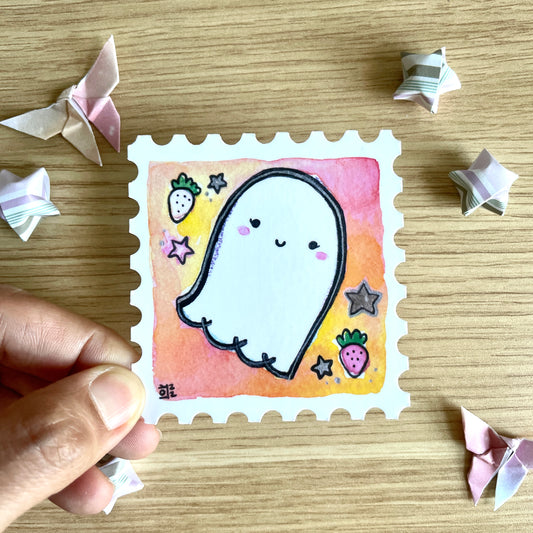 Mystery Starry Fruit Ghost Stamp Watercolor Vinyl Sticker