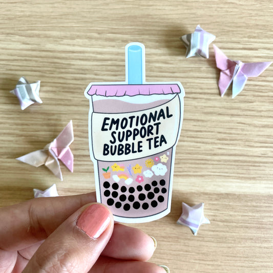 Emotional Support Bubble Tea Vinyl Sticker