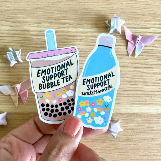 Emotional Support Bubble Tea Vinyl Sticker