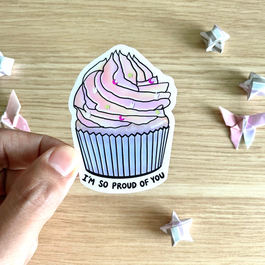 I'm So Proud Of You Cupcake Vinyl Sticker