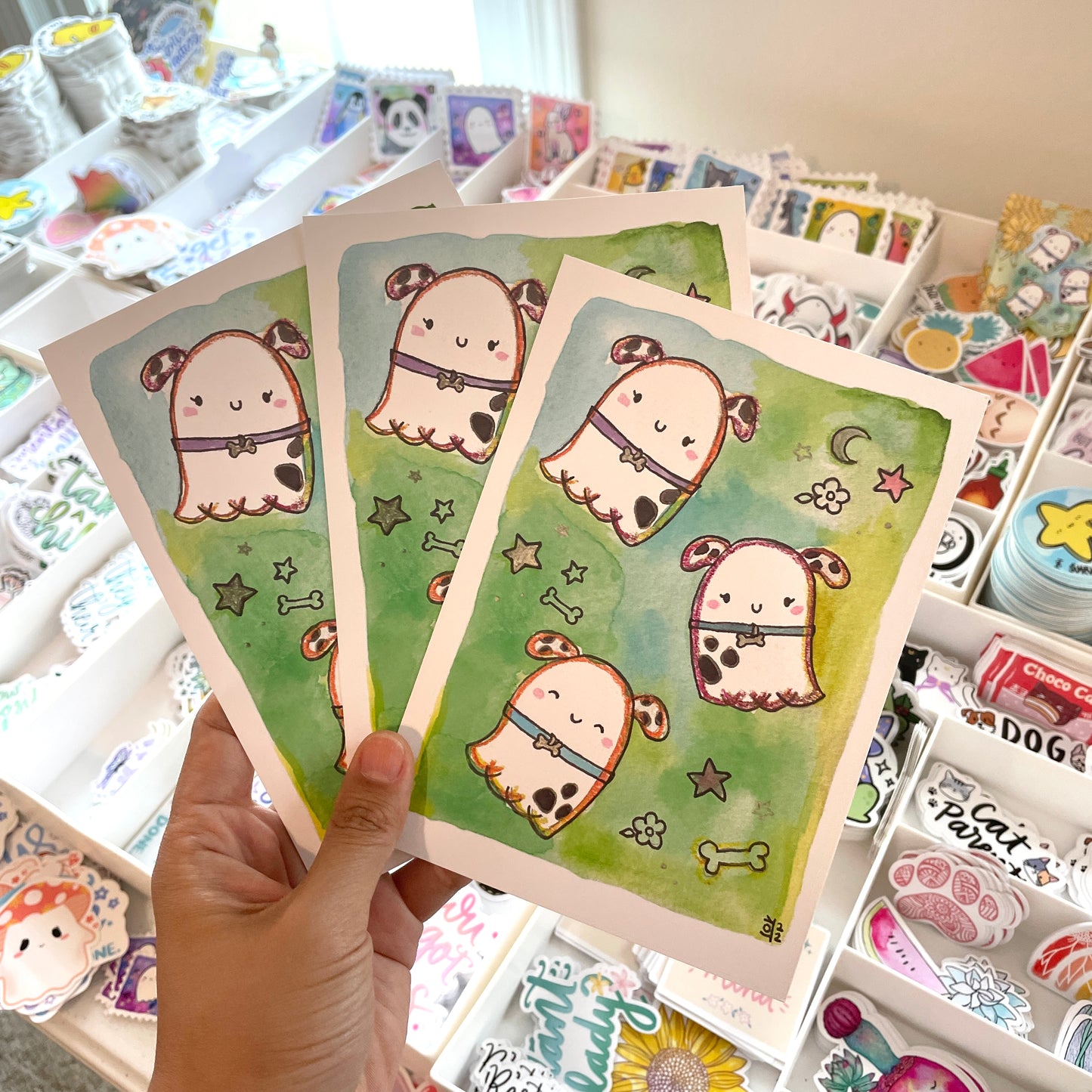TO BE DISCONTINUED SALE: Dalmation Ghosties Watercolor Print(5x7")