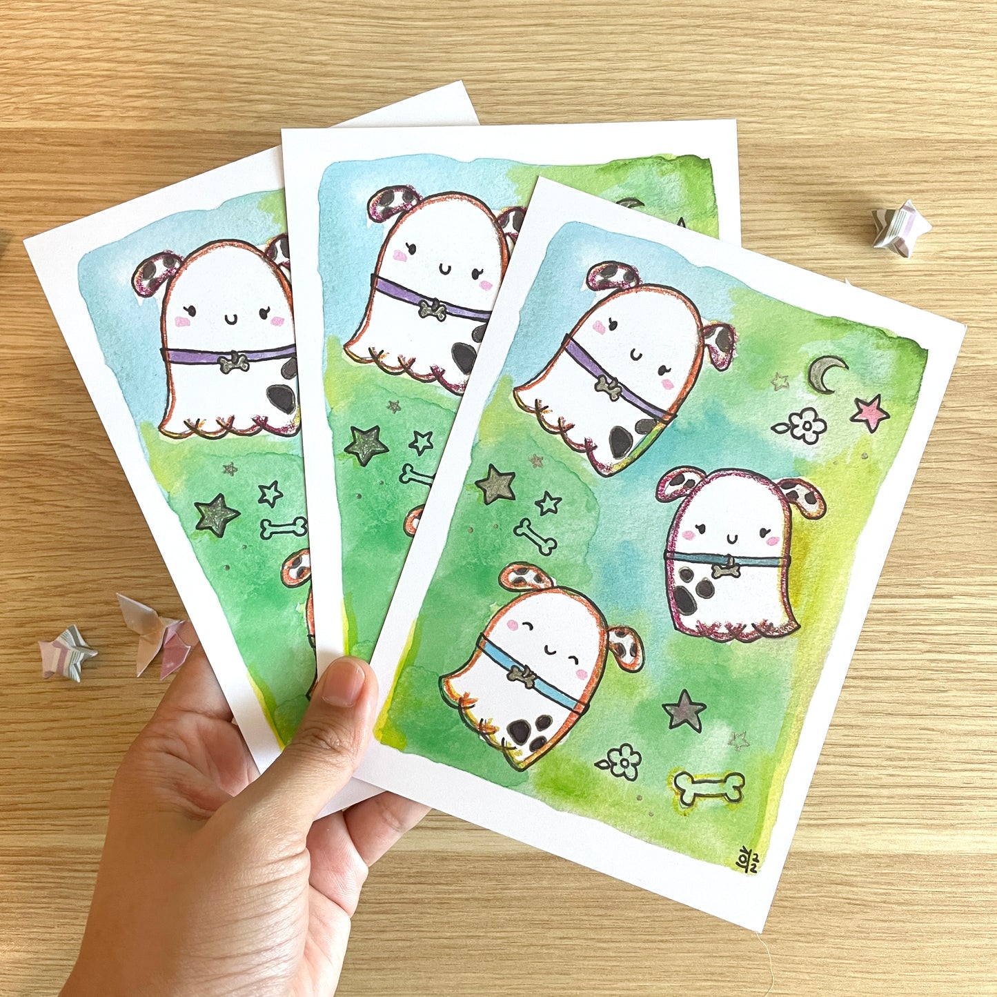 TO BE DISCONTINUED SALE: Dalmation Ghosties Watercolor Print(5x7")