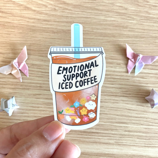 Emotional Support Iced Coffee Vinyl Sticker