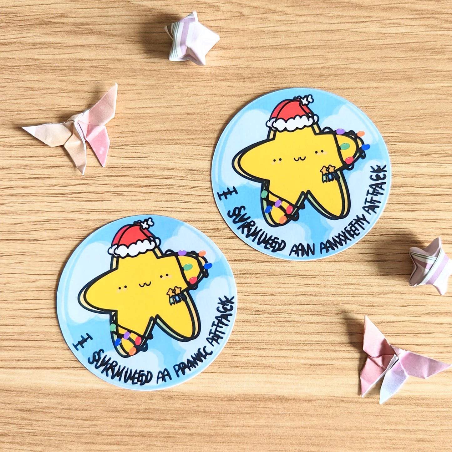 Festive I Survived An ANXIETY Attack Sticker (water resistant)