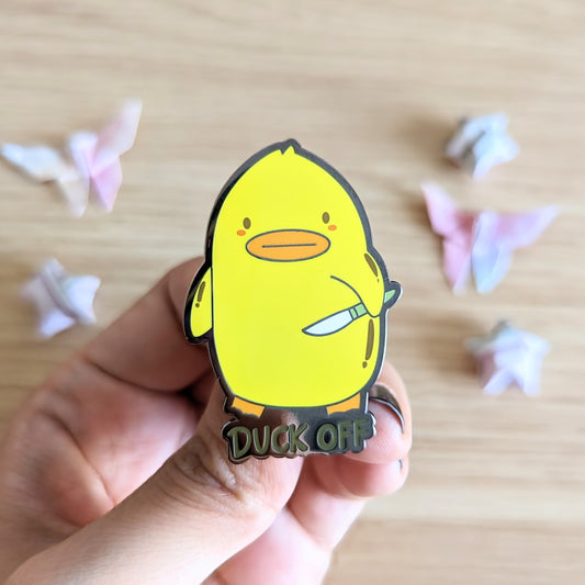 Duck Off Enamel Pin