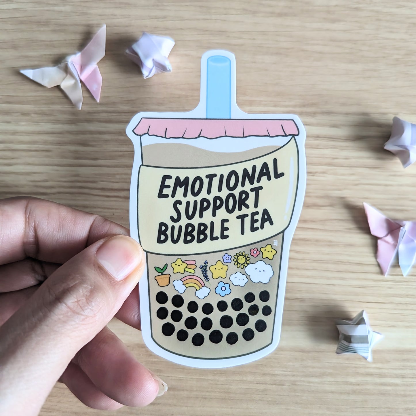 Emotional Support Bubble Tea Vinyl Sticker