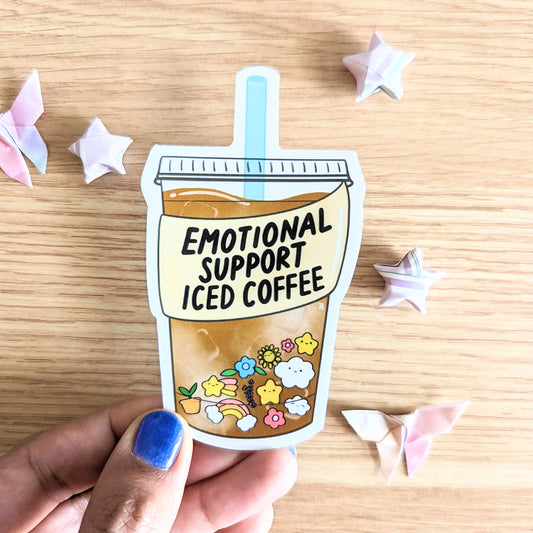 Emotional Support Iced Coffee Vinyl Sticker