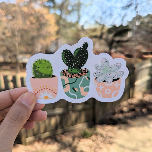 Smiling Succulents Rainbow Decal Suncatcher