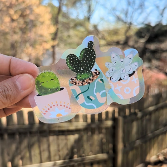 Smiling Succulents Rainbow Decal Suncatcher
