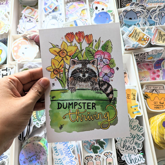 Dumpster Thriving Watercolor Art Print(5x7")