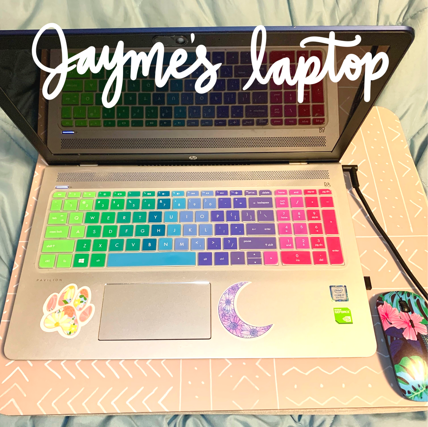 Floral Paw Print Vinyl Sticker