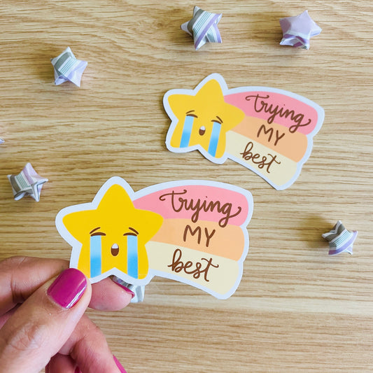 Trying My Best Shooting Star Vinyl Sticker