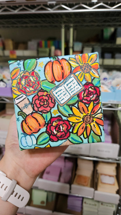 The Rosy Reader Acrylic Painting Original Art (4x4") (Copy)