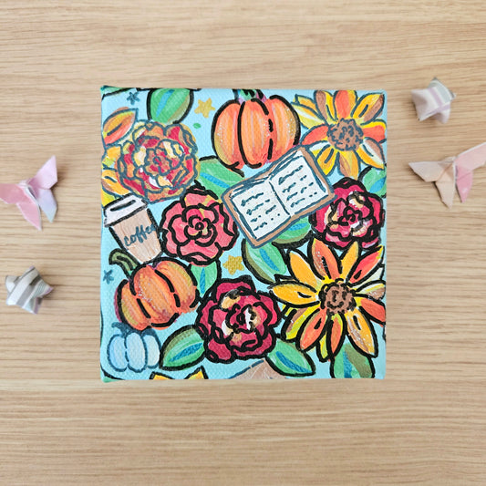 The Rosy Reader Acrylic Painting Original Art (4x4") (Copy)