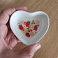 Hand painted Strawberries and Cherries Heart Trinket Tray (note defect in description)