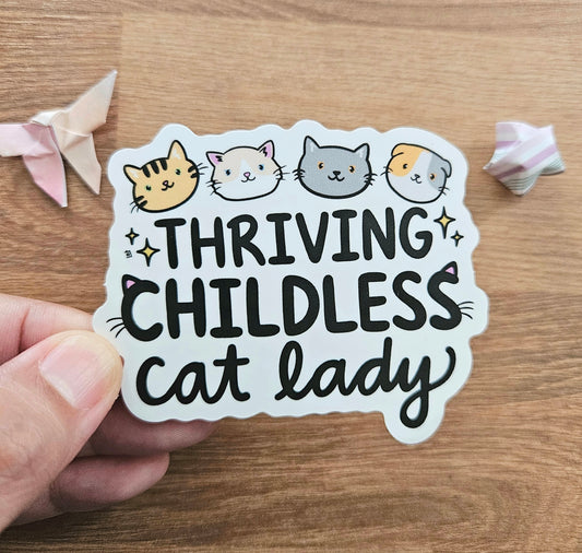 Thriving Childless Cat Lady Vinyl Sticker