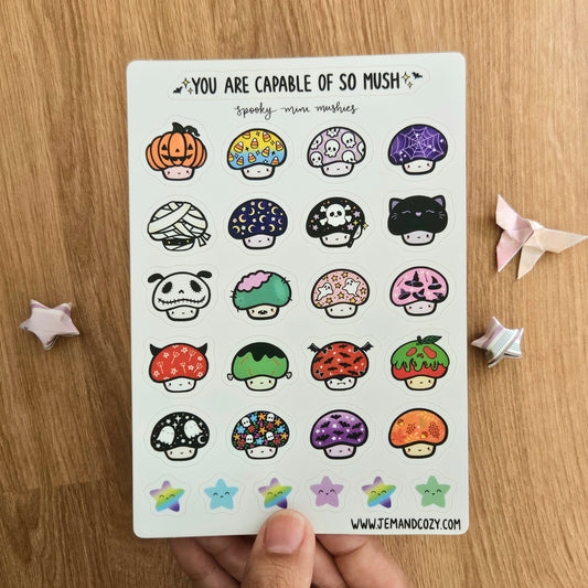 Spooky Mini Mushies Vinyl Sticker Sheet (4x6")