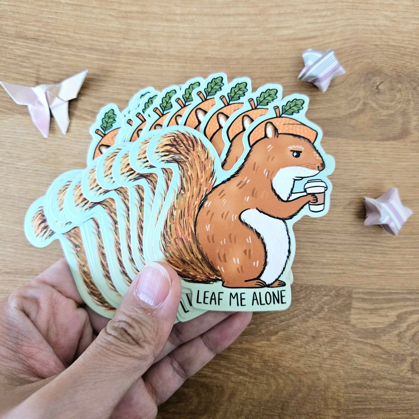 Leaf Me Alone Squirrel Vinyl Sticker