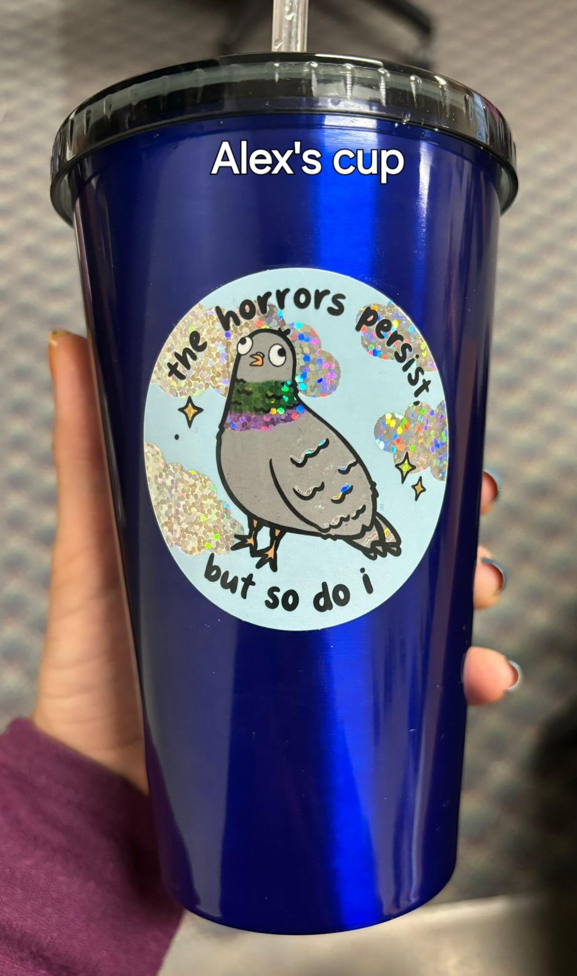 The Horrors Persist But So Do I PIGEON Holographic Vinyl Sticker