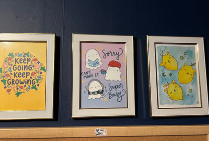 TO BE DISCONTINUED SALE: Starry Lemon Kitties Sourpuss Watercolor Print(5x7")