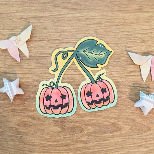 Jack-o'-lantern Cherries Vinyl Sticker