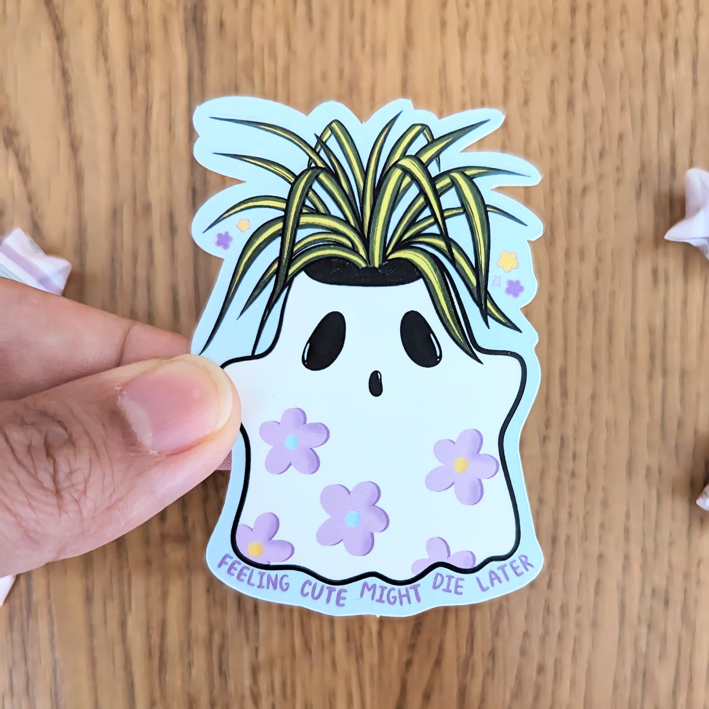 Feeling Cute Might Die Later Spider Plant Vinyl Sticker