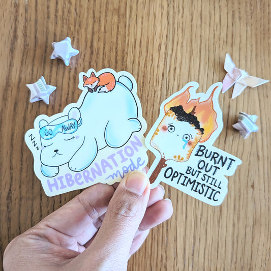 Burnt Out But Still Optimistic Vinyl Sticker