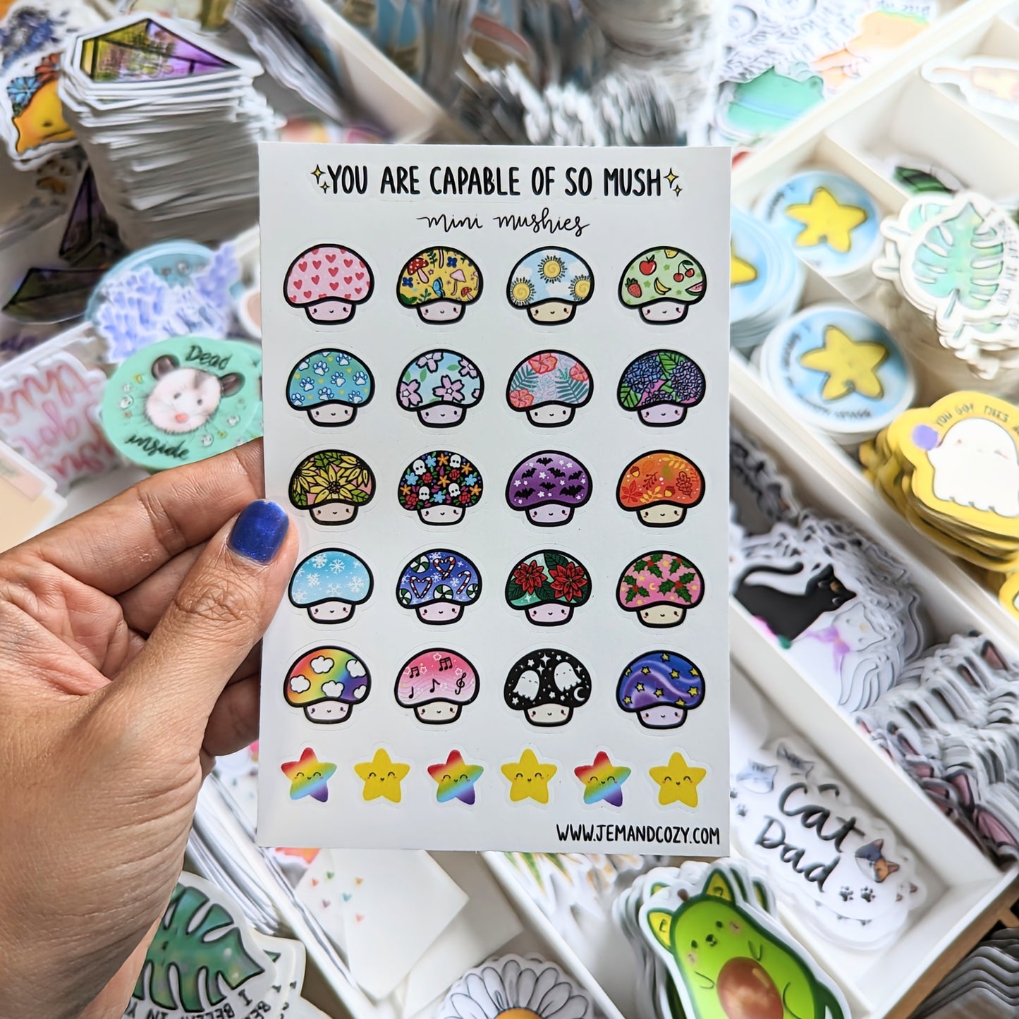 Mini Mushies Mushroom Vinyl Sticker Sheet (4x6")