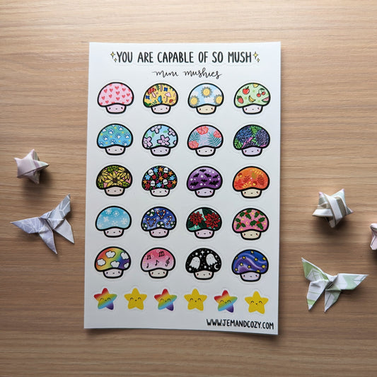 Mini Mushies Mushroom Sticker Sheet (4x6")