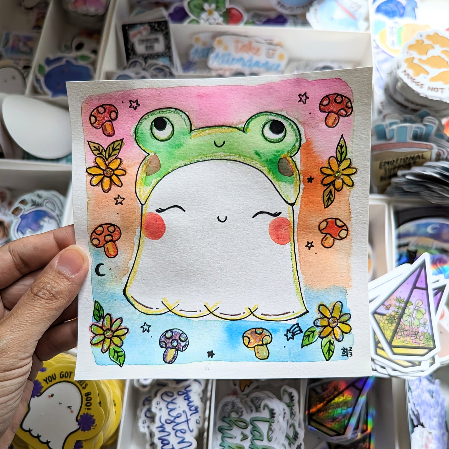 Froggie Ghostie Watercolor Original Art