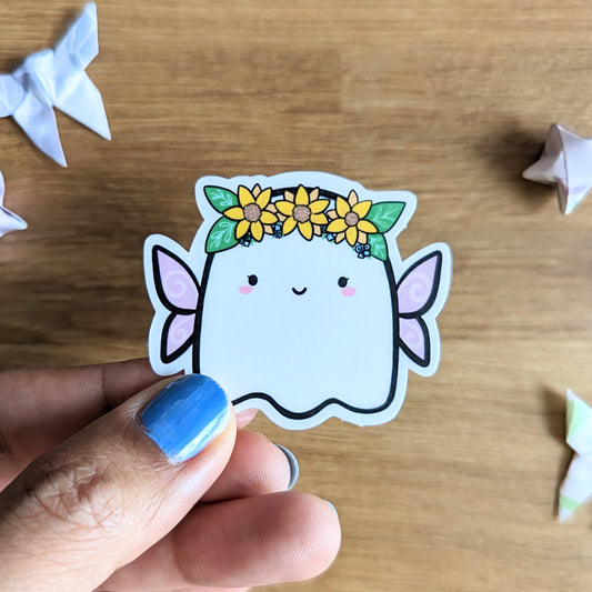 Sunflower Fairy Ghostie Vinyl Sticker