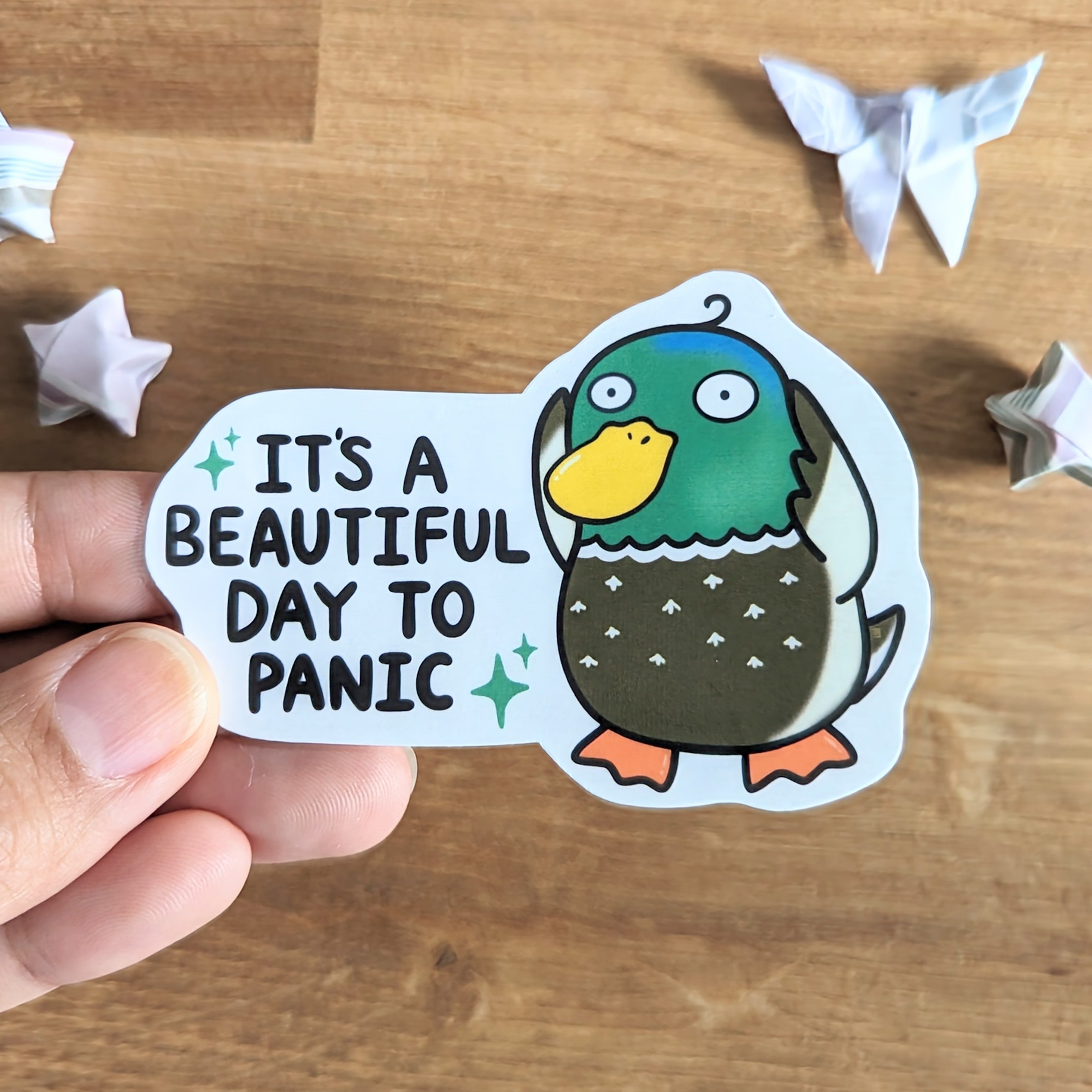 Duck Ppanic Its a Beautiful Day to Panic Duck Vinyl Sticker – Jem and Cozy