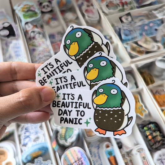 Its a Beautiful Day to Panic Duck Vinyl Sticker