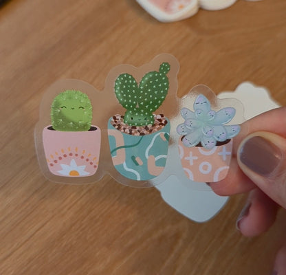 Smiling Succulents Clear Vinyl Sticker