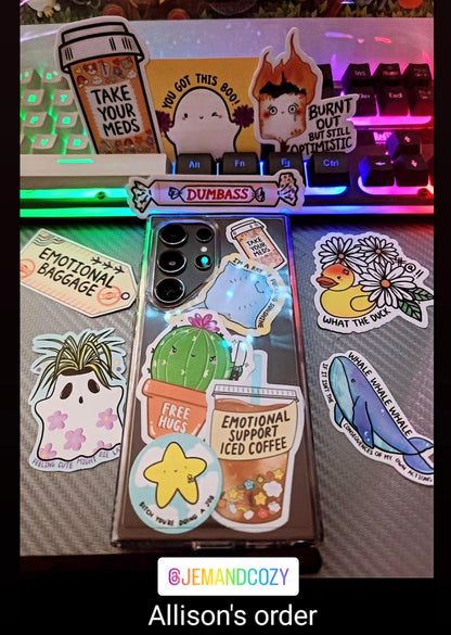 Burnt Out But Still Optimistic Vinyl Sticker