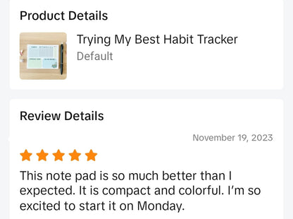 Trying My Best Habit Tracker Notepad