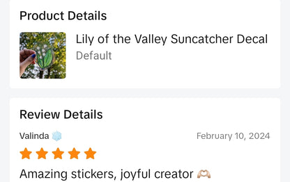 Lily of the Valley Rainbow Decal Suncatcher