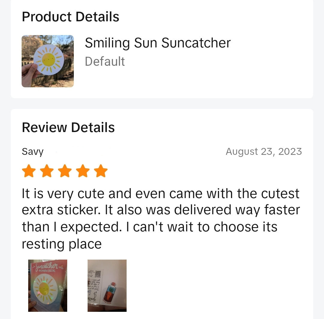 Smiling Sun Rainbow Decal Suncatcher