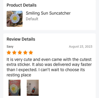 Smiling Sun Rainbow Decal Suncatcher