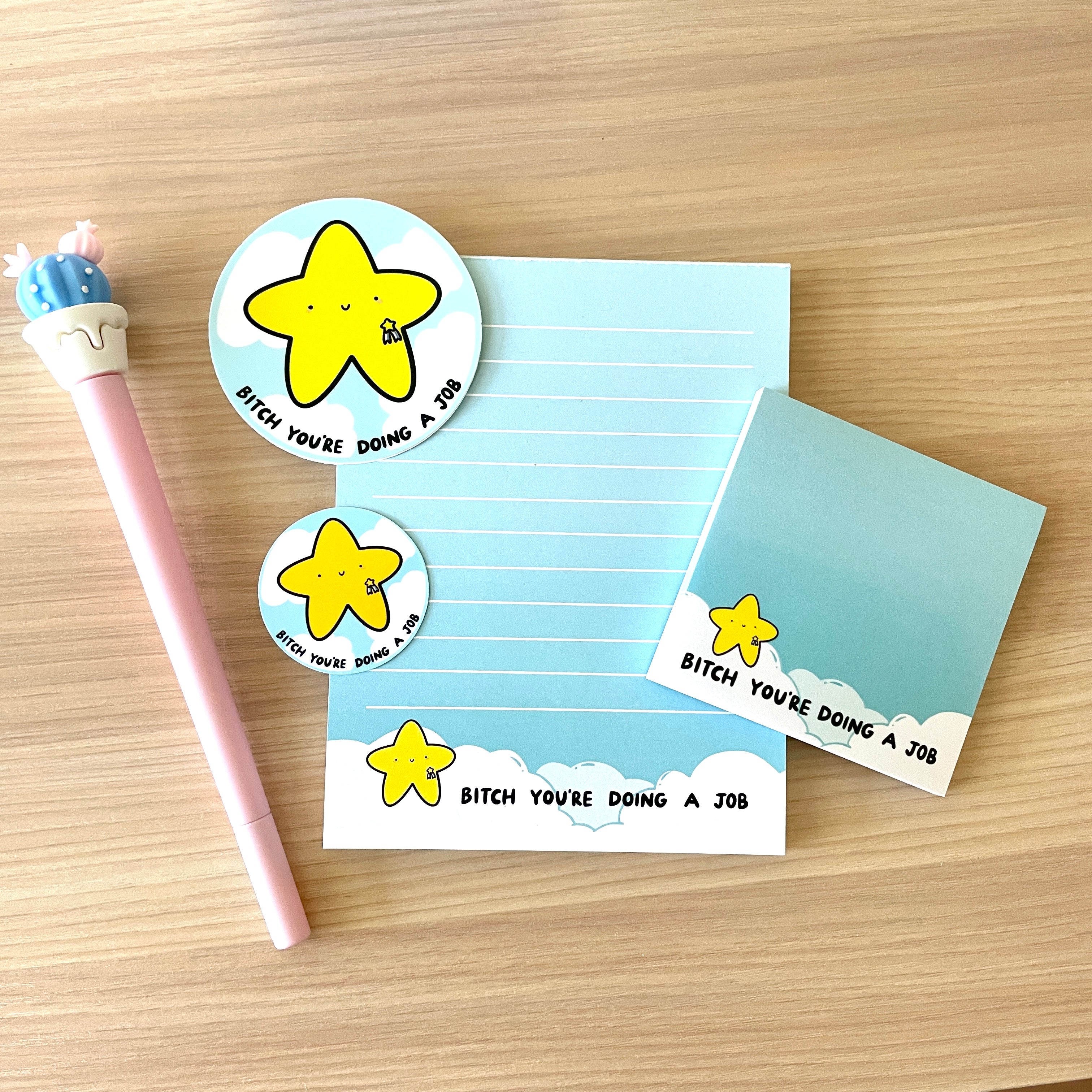 Bitch You're Doing a Job Stationery Set Jem and Cozy