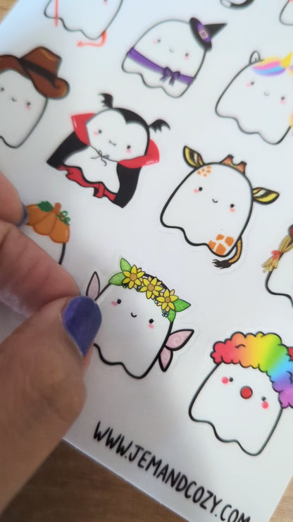 Invisible Ghosties Clear Vinyl Sticker Sheet (5x7")