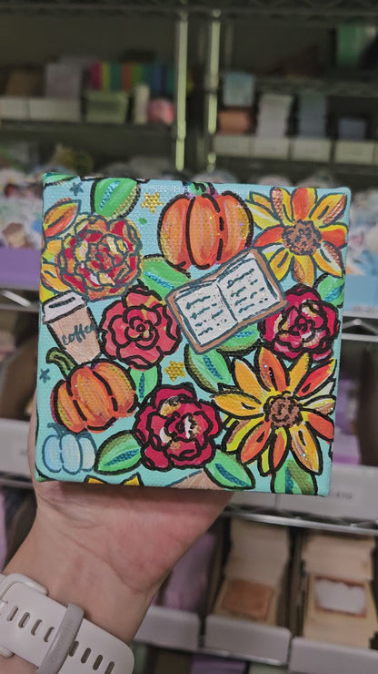The Rosy Reader Acrylic Painting Original Art (4x4") (Copy)