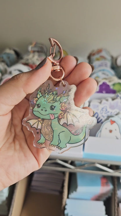 Wood Dragon Keychain