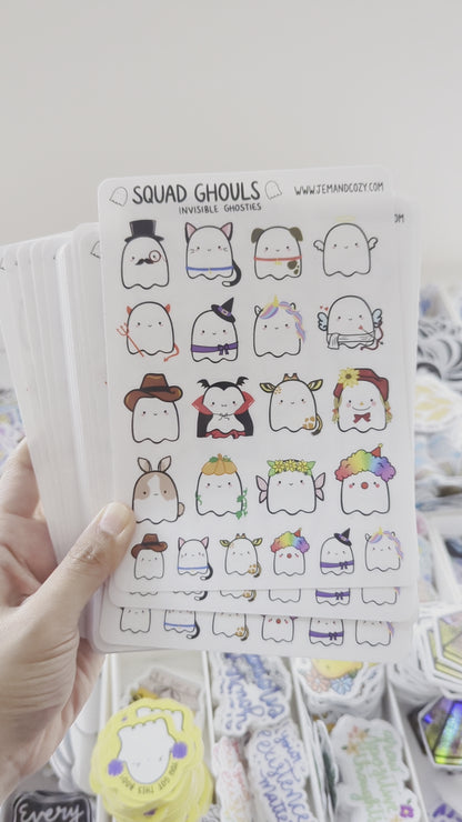 Invisible Ghosties Clear Vinyl Sticker Sheet (5x7")