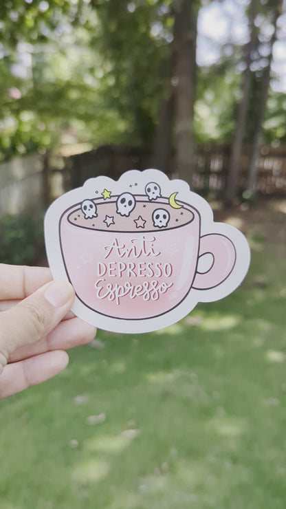 Anti Depresso Espresso Rainbow Decal Suncatcher
