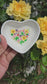 Hand painted Chicken and Tulips Heart Trinket Tray